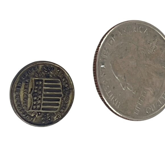 Antique Military Brass Uniform Button With Shield Design American Red Cross - Picture 3 of 7